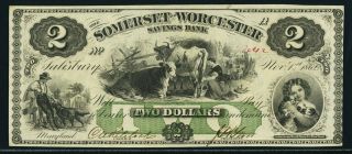 1862 Salisbury,  Maryland - Somerset And Worcester Savings Bank $2 Colorful