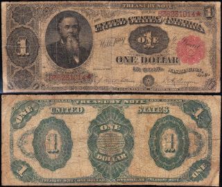 Circulated 1891 $1 " Stanton " Treasury Note B36231014