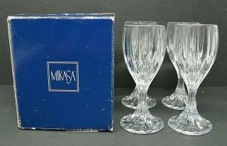 Set 4 Mikasa Park Lane Cordial Sherry Baware Vertical Cut Stems Glasses Nos