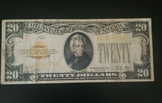 1928 $20 Gold Certificate Small Size Note - Circulated
