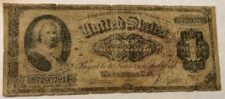 1886 $1 Silver Certificate.  Fr 218 Nuk Gvg,  Fray/small Holes.  Martha Washington