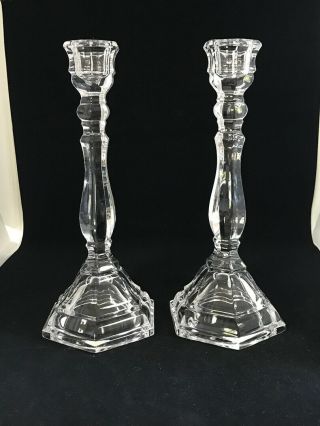 Signed Tiffany And Co.  9 1/8 " Hampton Crystal Candlestick Holders