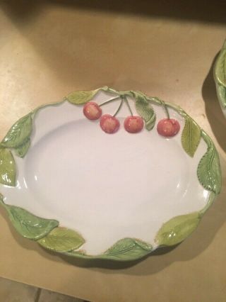 2 Vintage San Marco Nove Italy Majolica Apple/cherry Salad Dessert Plate Platter