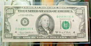 1969 $100 One Hundred Dollar Bill Federal Reserve Note Cleveland Vintage Money