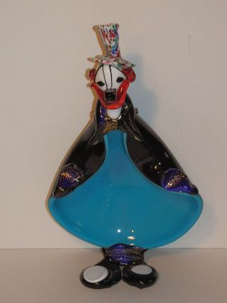 Vintage Murano Art Glass Italy Clown Figurine 11 5/8 "