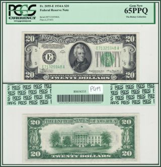 1934a Richmond $20 Federal Reserve Note Pcgs 65 Ppq Gem Unc Frn