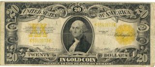 U.  S.  $20 Dollars Gold Certificate Currency Banknote 1922
