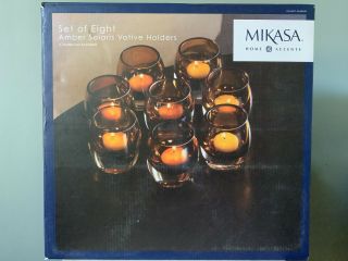 Mikasa Solaris Amber Votive Home Accents Candle Holder Tea Light Set Of 8