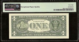 2017 $1 DOLLAR BILL NEAR SOLID 40444444 SERIAL NUMBER NOTE PAPER MONEY PMG 68 3