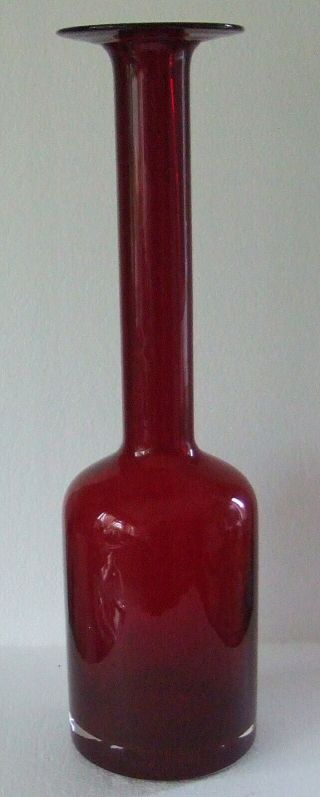 Scandinavian Red Glass Gulvase / Vase - Holmegaard? - 36 Cm Tall