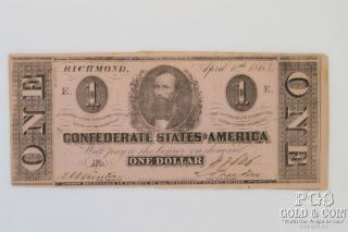 2 1863 $1 Confederate States Richmond Virginia Civil War Currency 2 Notes 20085 3