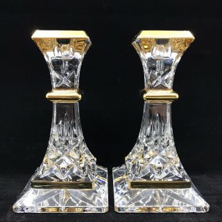 Waterford Crystal Lismore Gold 6 " Candlesticks Candle Holders