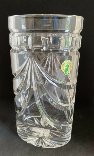 Waterford Crystal Overture Oval 8 Inch Vase With Seahorse Tag & Upc Tag