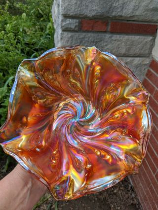 Imperial Carnival Glass Acanthus Ruffled Bowl Marigold
