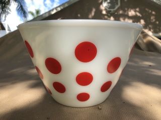 Vintage Fire King Oven Ware Red Polka Dot 9 1/2 