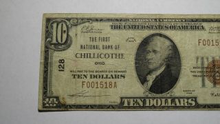 $10 1929 Chillicothe Ohio OH National Currency Bank Note Bill Ch.  128 FINE 2
