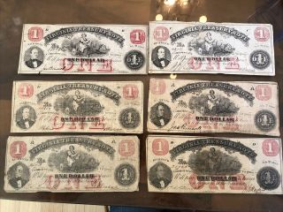 (6) 1862 The State Of Virginia Obsolete Scrip Treasury Notes Wow