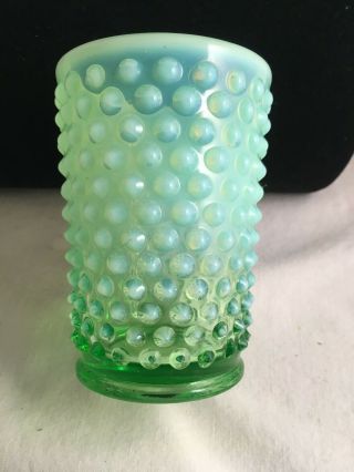 8 RARE Milky White to Translucent Green HOBNAIL GLASS Tumblers Anchor Hocking 2