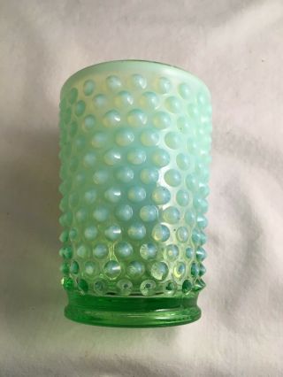 8 RARE Milky White to Translucent Green HOBNAIL GLASS Tumblers Anchor Hocking 3