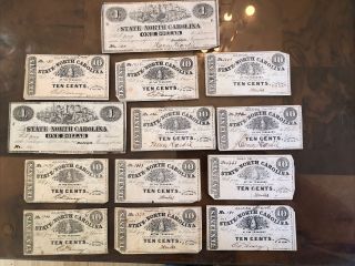 (13) 1860’s The State Of North Carolina Obsolete Scrip Notes Wow