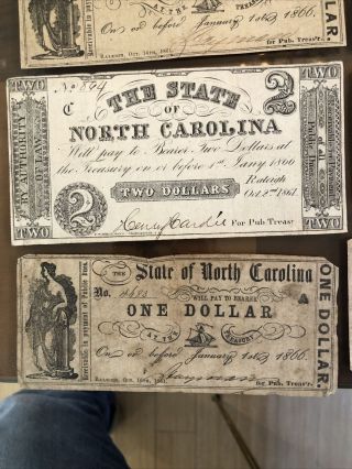 (12) 1860’s THE STATE OF NORTH CAROLINA OBSOLETE SCRIP NOTES Wow 2