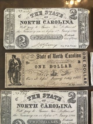 (12) 1860’s THE STATE OF NORTH CAROLINA OBSOLETE SCRIP NOTES Wow 3