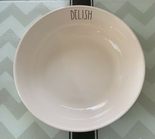 Rae Dunn “delish” 8in Pasta Bowl Ceramic Ivory