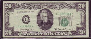 Frn: $20 Star Note.  1950e San Francisco,  Ca.  Friedberg 2064l.  Xf.