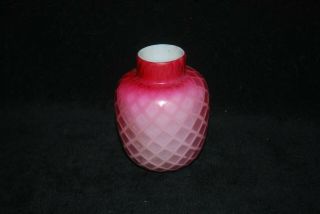 Victorian Pink Satin Diamond Quilted Mother Of Pearl Vase 1880 