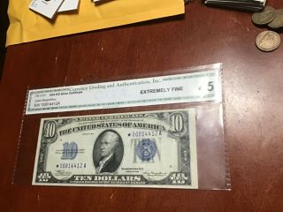 1934a Silver Certificate Blue Seal Ten Dollar Star Note Xf $10 Federal Reserve