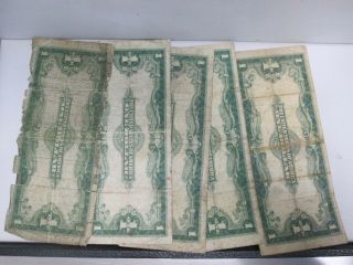 FIVE 1923 US $1 SILVER CERTIFICATE LARGE NOTES 2