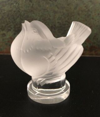 Lalique France Crystal Sparrow Pinson Bird Figurine Paperweight Signed
