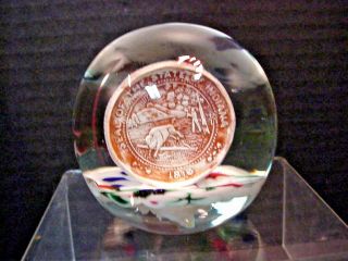 St Clair Paperweight Seal Of The State Of Indiana Sesquicentennial 1816 - 1966