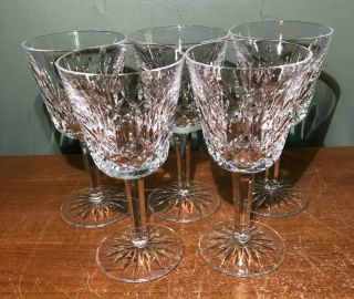 Set Of 5 Waterford Crystal Lismore Pattern Claret Wine Stemware Glasses 5 7/8 "