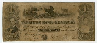 1853 $1 The Farmers Bank Of Kentucky - Frankfort,  Kentucky (ctft. ) Note