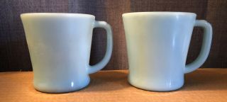 Set Of 2 Fire King Delphite Blue Coffee Cups / Mugs D Handles