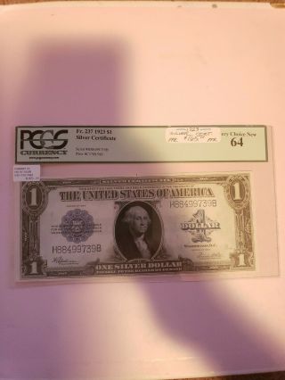Fr 237 $1 1923 Silver Certificate Pmg 64 Epq Uncirculated