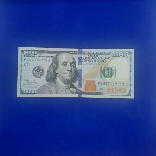 2017 A $100 Dollar Bill Rare Fancy Serial Number Trinary 01717997