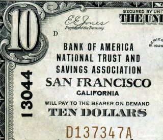 Hgr Sunday 1929 $10 San Francisco California ( (bank Of America))