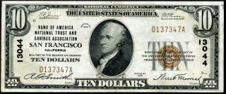HGR SUNDAY 1929 $10 SAN FRANCISCO California ( (Bank of America)) 2