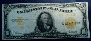 1922 Ten Dollar $10 Gold Certificate - Note