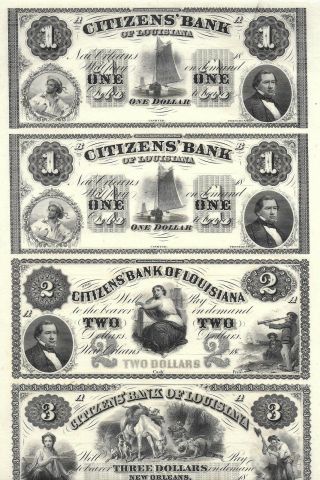 Citizens Bank Of Louisiana - Uncut Sheet $1/1/2/3 - American Bank Note Co (abnc)