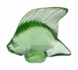 Lalique Crystal Emerald Green Angel Fish Figurine Signed France