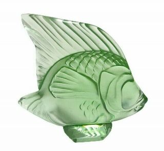 Lalique Crystal Emerald Green Angel Fish Figurine Signed France 3