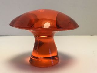 Vintage Mushroom Paperweight Viking Glass Mid Century Hand Crafted 3x2.  5 In Aprx