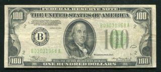 1934 $100 One Hundred Dollars Frn Federal Reserve Note York,  Ny Very Fine