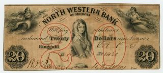 1861 $20 The North Western Bank - Ringgold,  Georgia Note Civil War Era