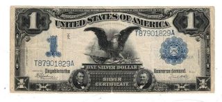 U.  S.  1899 Large Size $1.  00 Silver Certificate Fr 236 Black Eagle Speelman White