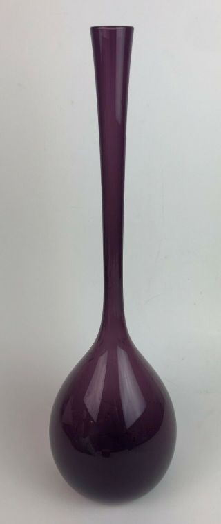Mid Century Modern Tall Amethyst Purple Glass Teardrop Vase 16 "