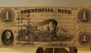 State Of Indiana Commercial Bank $1 Note Guaranteed And Redeemed Keokuk,  Iowa